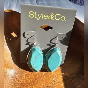 Style & Co. Teardrop Turquoise Stone Dangle Earrings